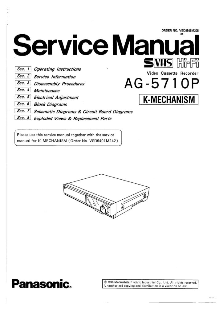 Panasonic AG-5710 S-VHS Service Manual EN (Instant Download)