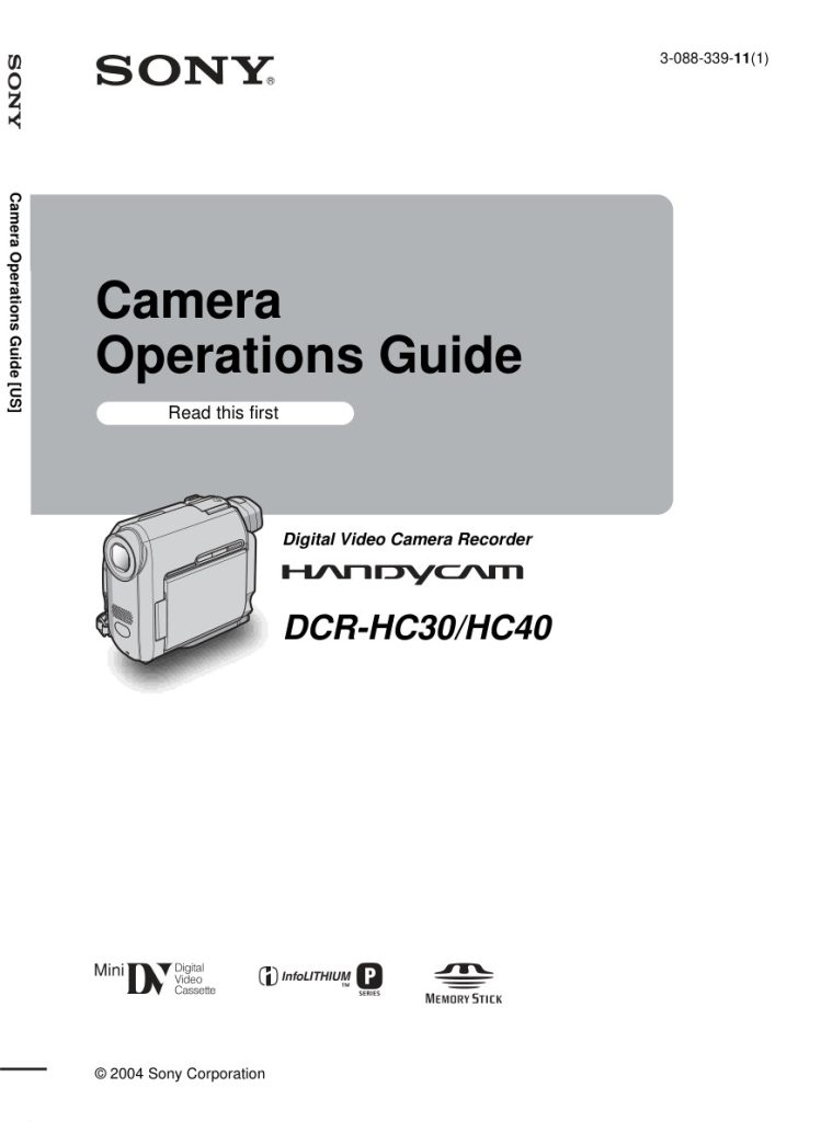 Sony DCR-HC40 MiniDV Owner Manual EN (Instant Download)