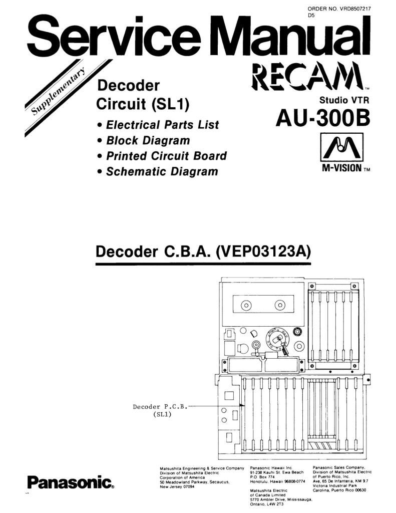 Panasonic AU-300B M-format Decoder Circuit Service Supplement EN (Instant Download)