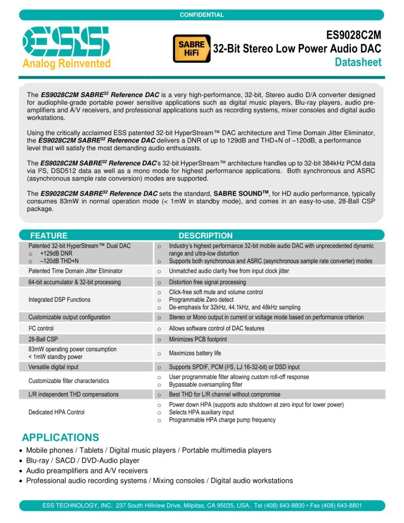 ES9028C2M Datasheet (Instant Download)