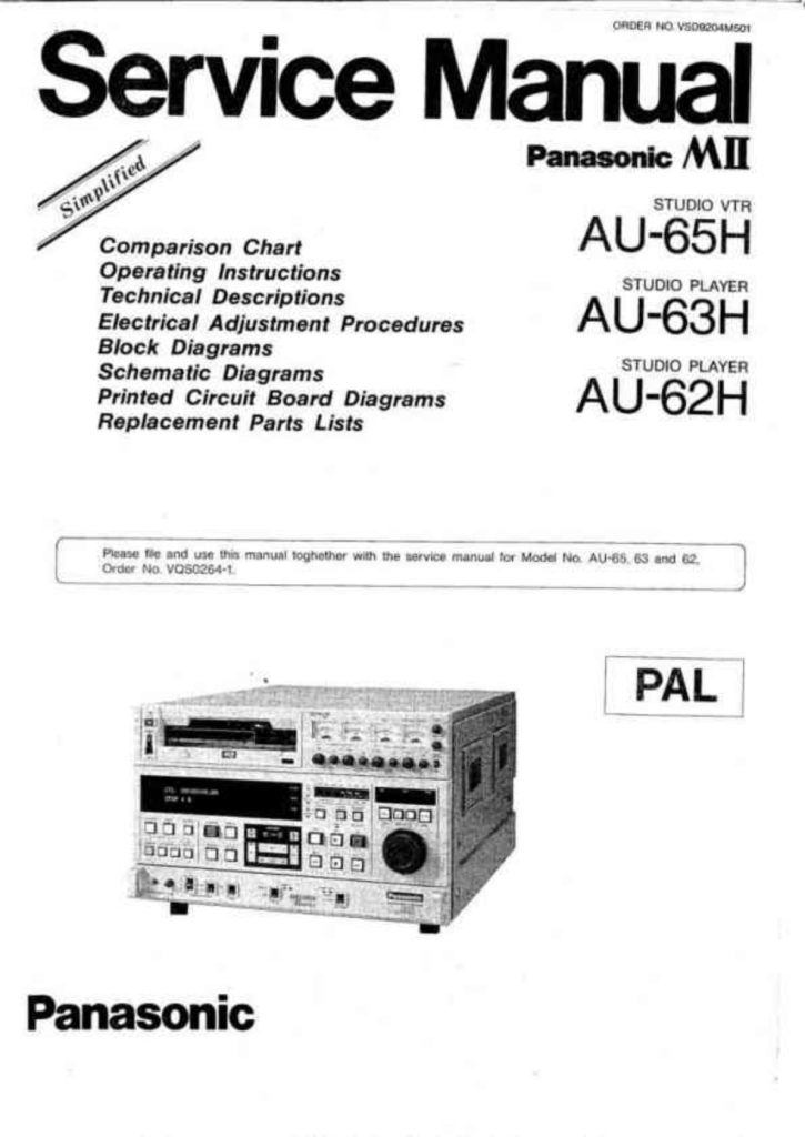Panasonic AU-65H MII Service Manual EN (Instant Download)