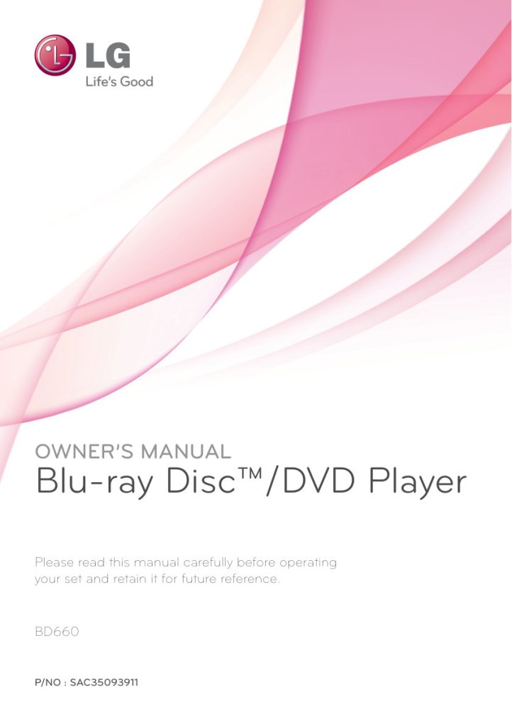 LG BD660 Blu-ray Player Owner Manual EN (Instant Download)