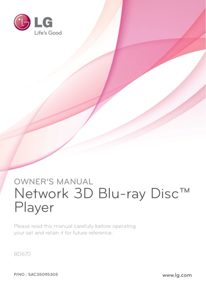 LG BD670 Blu-ray Player Owner Manual EN (Instant Download)