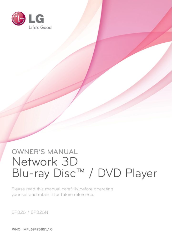 LG BP325 Blu-ray Player Owner Manual EN (Instant Download)
