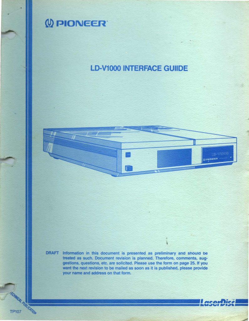 Pioneer LD-V1000 Video Disc Owner Manual EN (Instant Download)
