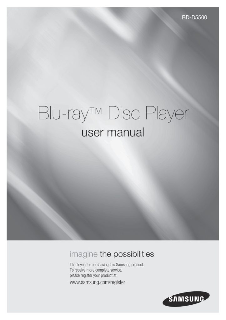 Samsung BD-D5500 Blu-ray Player Owner Manual EN (Instant Download)