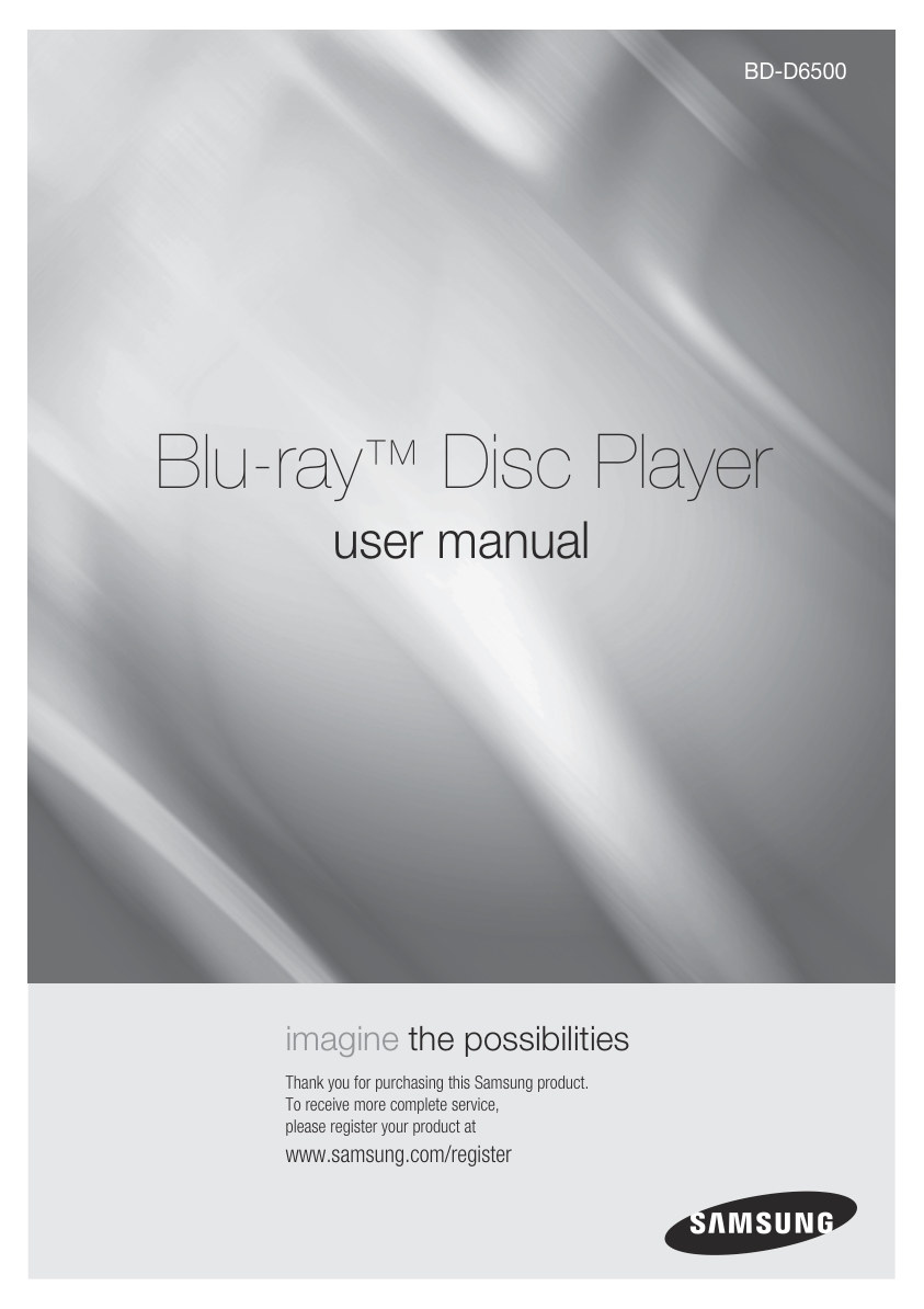 Samsung BD-D6500 Blu-ray Player Owner Manual EN (Instant Download)