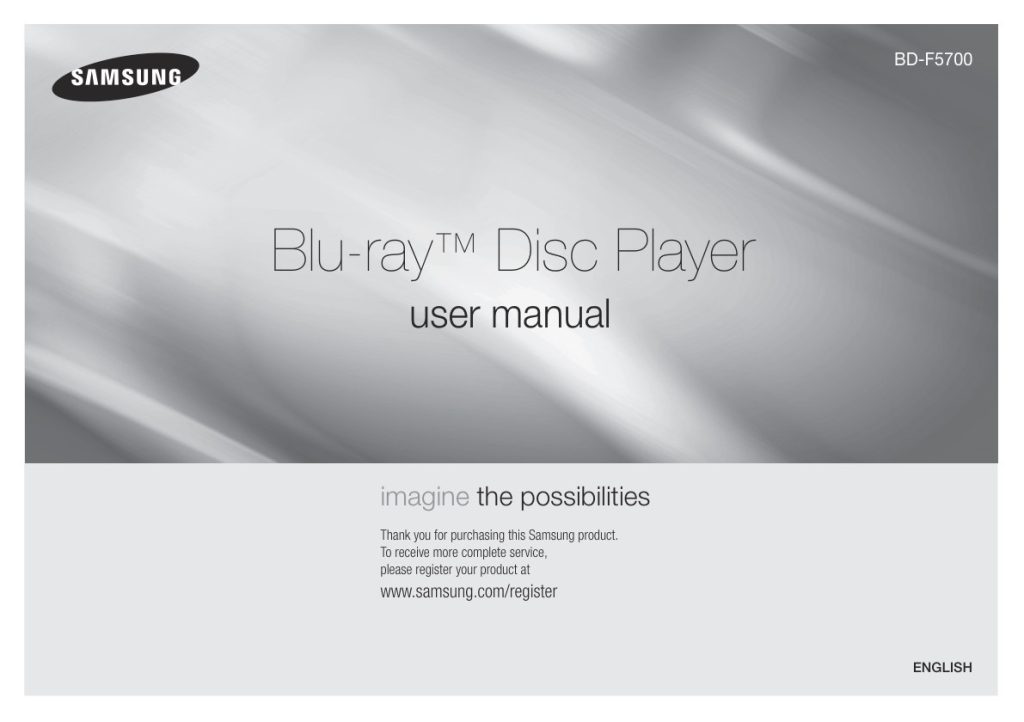 Samsung BD-F5700 Blu-ray Player Owner Manual EN (Instant Download)