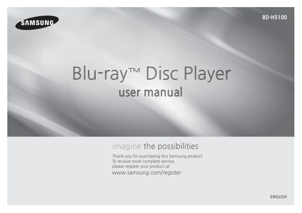 Samsung BD-H5100 Blu-ray Player Owner Manual EN (Instant Download)