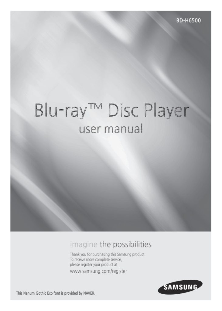 Samsung BD-H6500 Blu-ray Player Owner Manual EN (Instant Download)