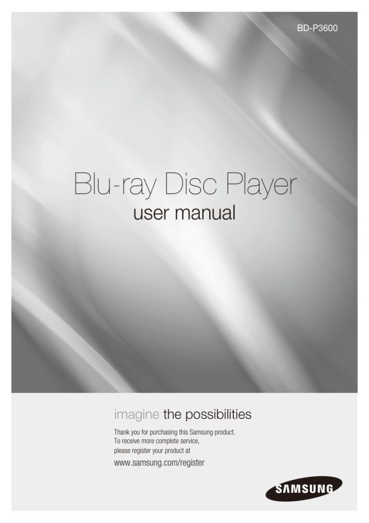 Samsung BD-P3600 Blu-ray Player Owner Manual EN (Instant Download)