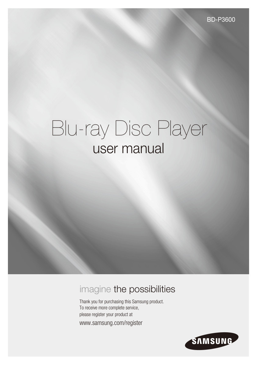 Samsung BD-P3600 Blu-ray Player Owner Manual EN (Instant Download)