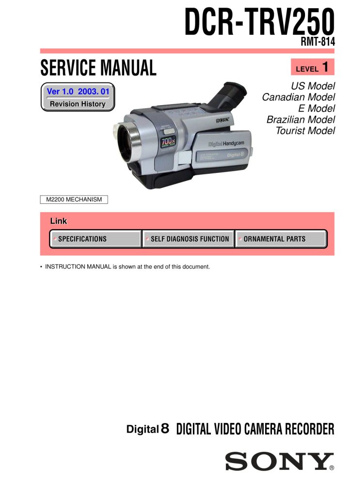 Sony DCR-TRV250 Digital8 Service Manual EN (Instant Download)