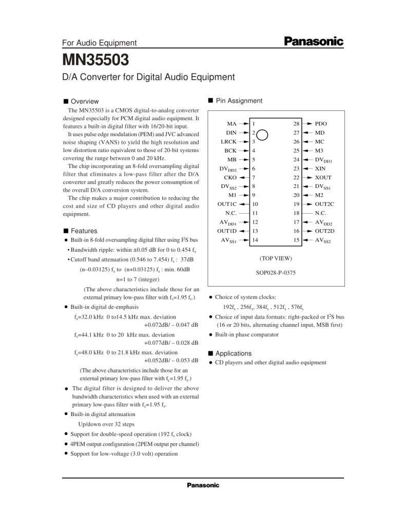 MN35503 Datasheet (Instant Download)