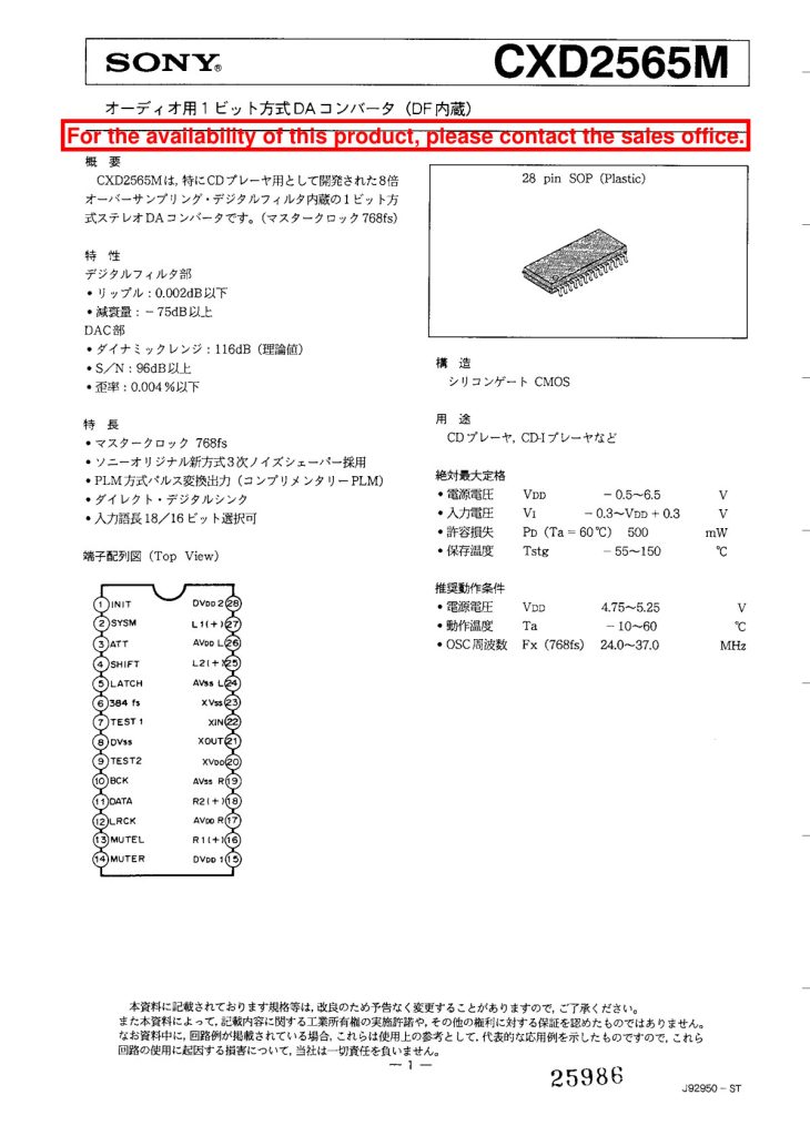 CX02565M Datasheet (Instant Download)
