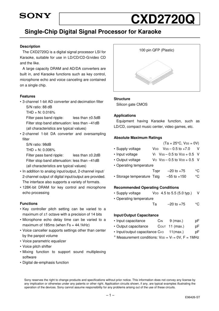 CXD2720Q Datasheet (Instant Download)