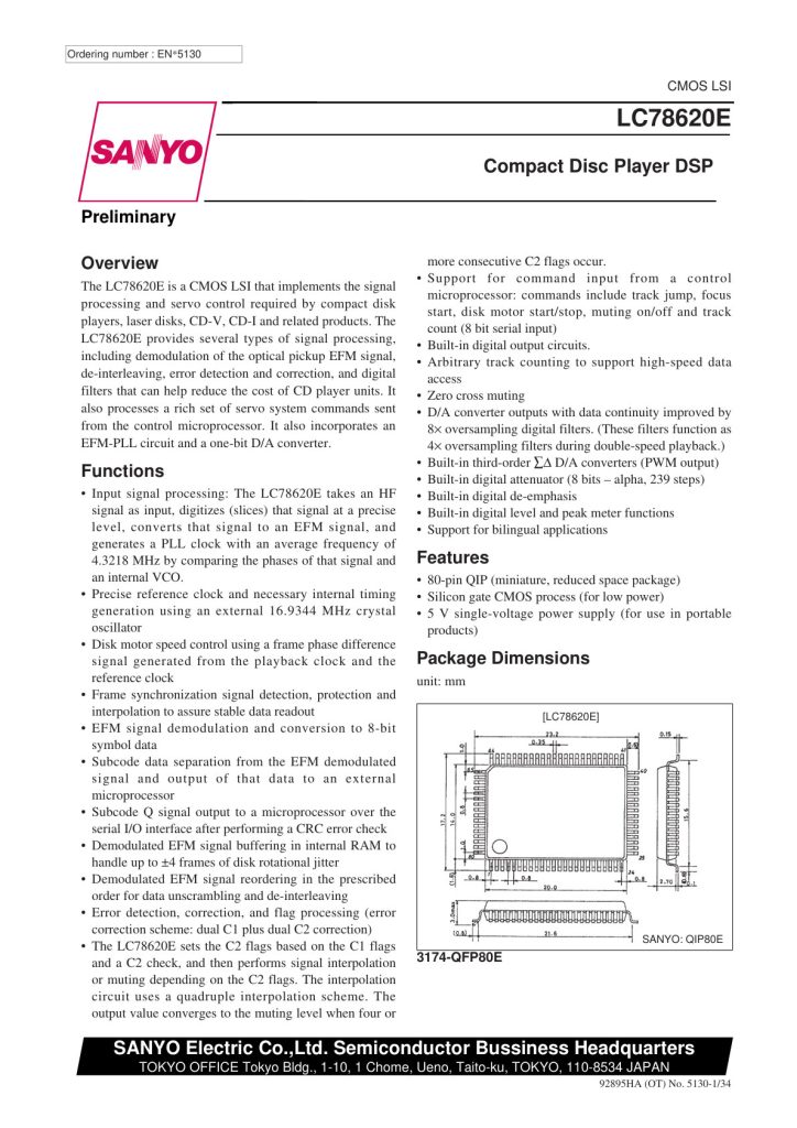 LC78620E Datasheet (Instant Download)