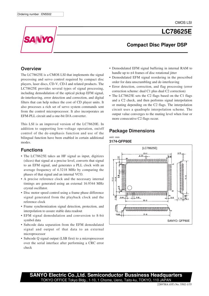 LC78625E Datasheet (Instant Download)