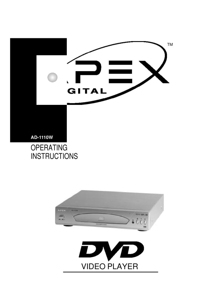 Apex AD 1110W user manual (Instant Download)