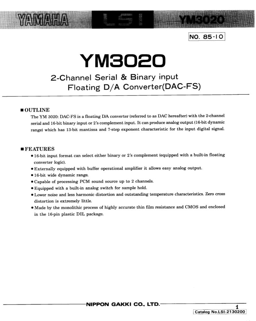 YM3020 Datasheet (Instant Download)