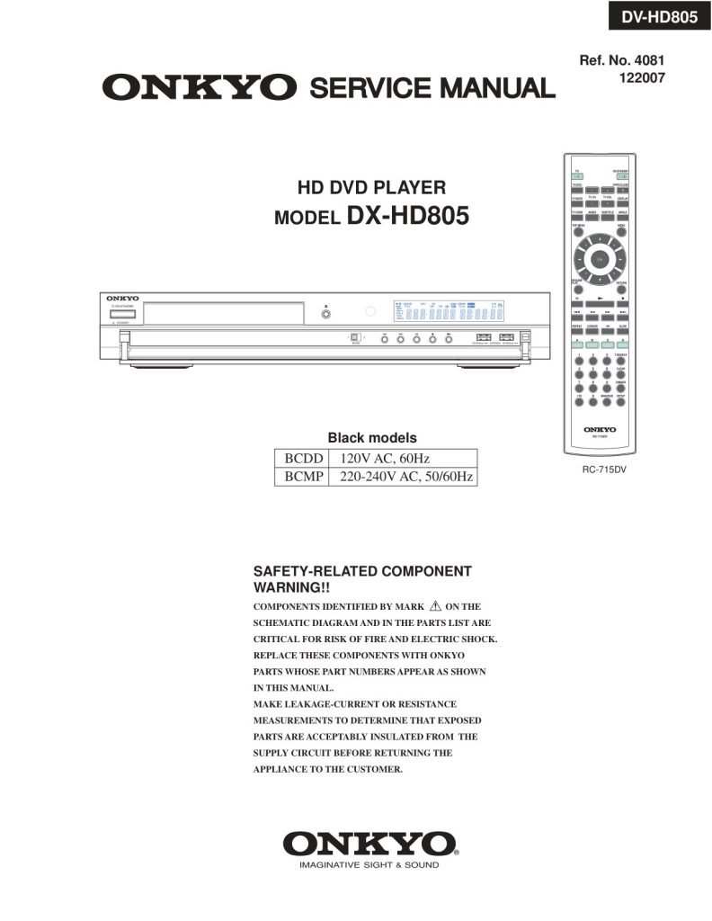 DV-HD805 Service Manual (Instant Download)