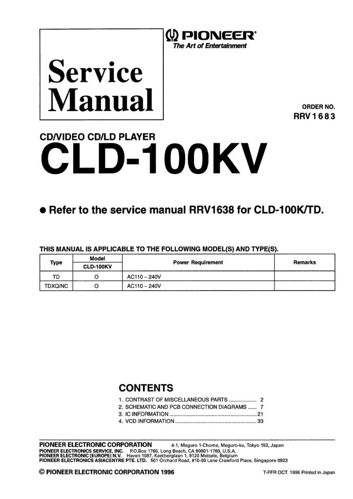 CLD-100KV-EN Service Nanual Scan Manual (Instant Download)