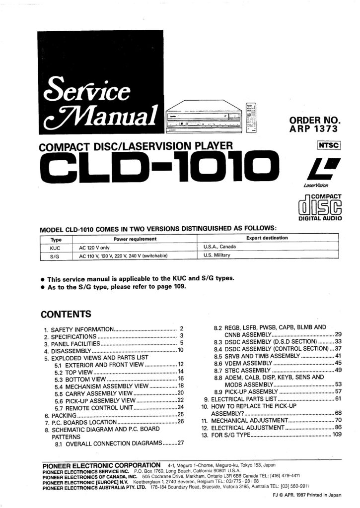 CLD-1010-EN Service Manual (Instant Download)