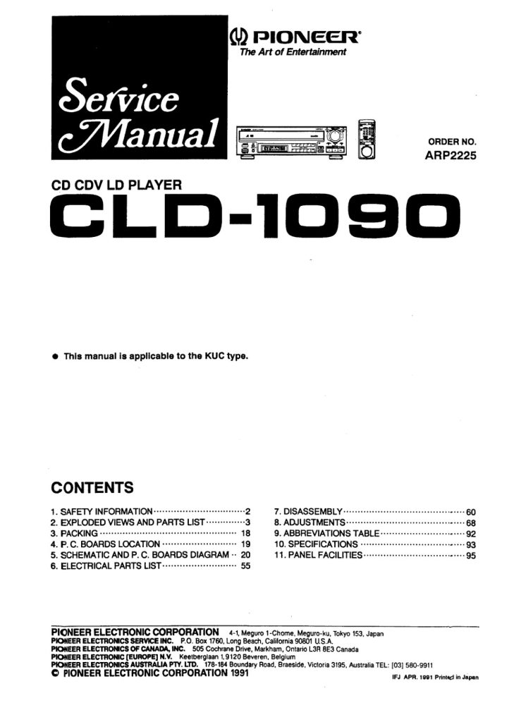 CLD-1090-EN Service Manual Scan (Instant Download)