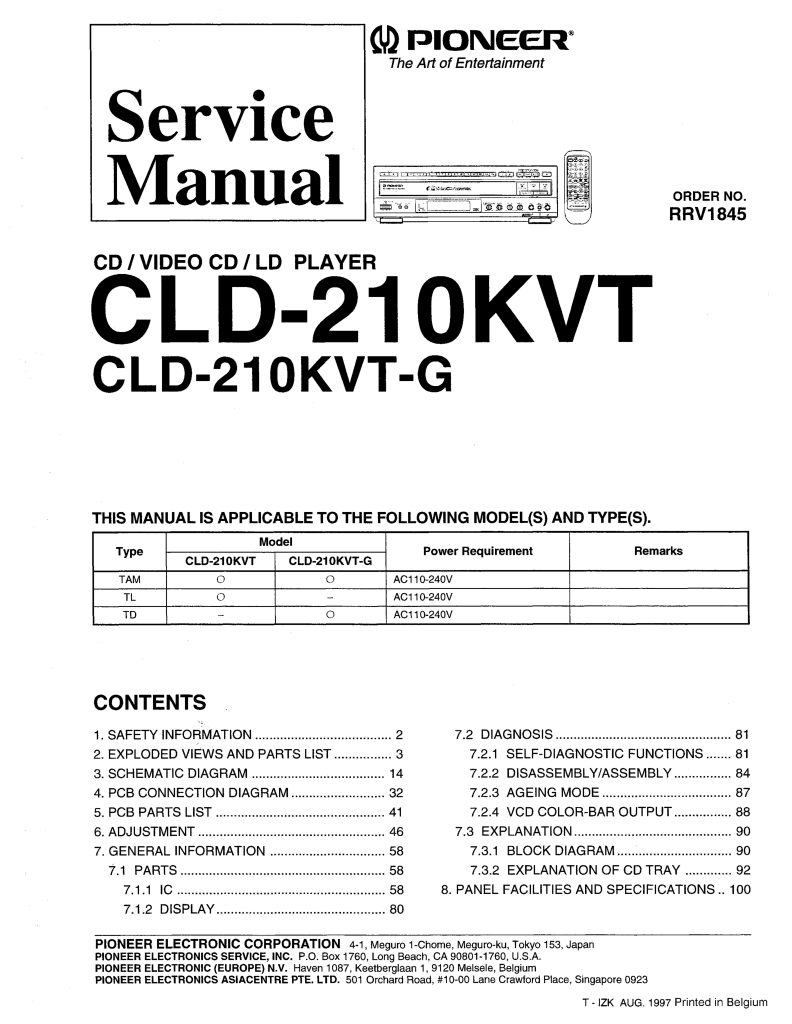 CLD-110KVT-EN Service Manual Scan (Instant Download)
