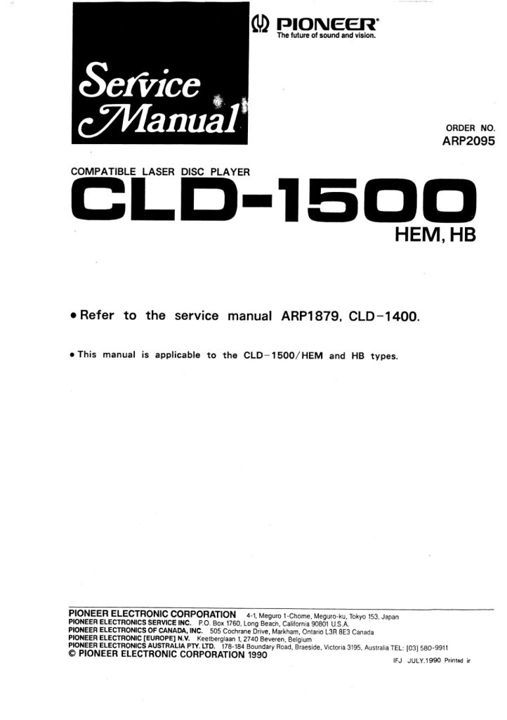 CLD-1450 EN-FR-ES Service-Manual Scan (Instant Download)