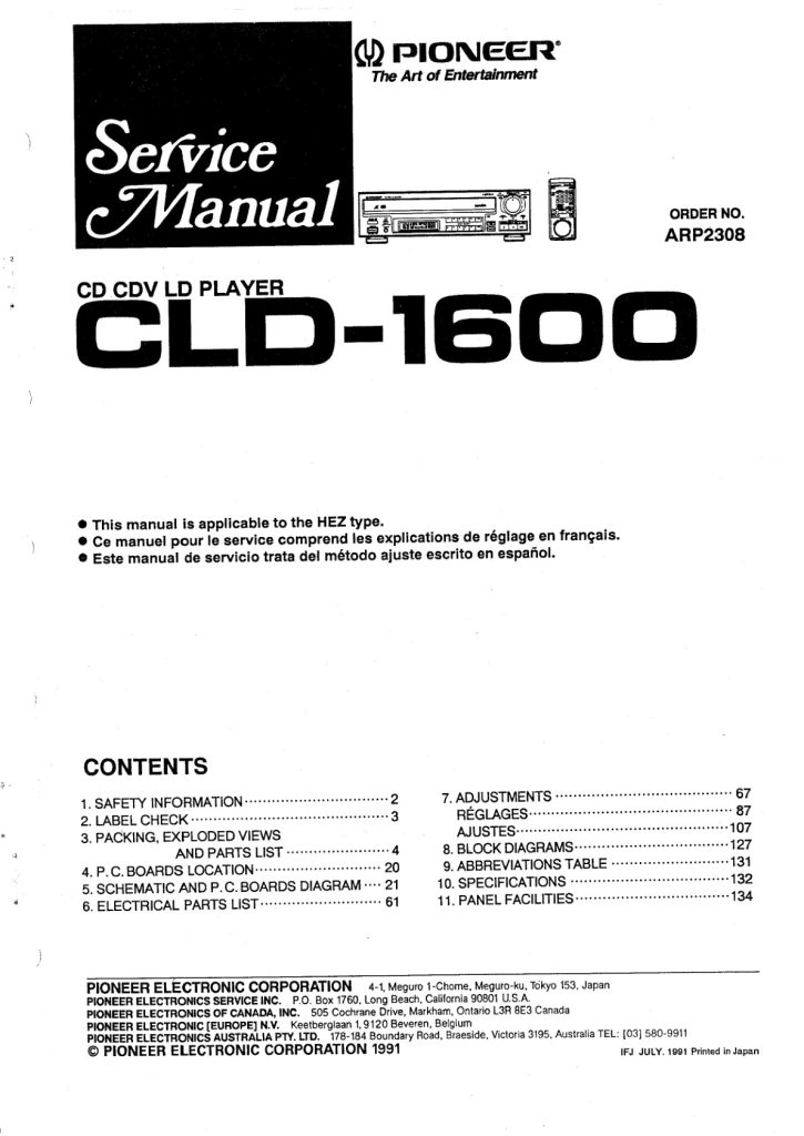 CLD-1600-EN-FR-ES Service-Manual Scan (Instant Download)