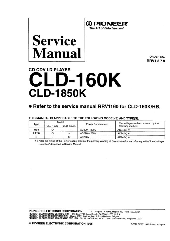 CLD-160K-EN Service Manual Scan-RRV1378 (Instant Download)