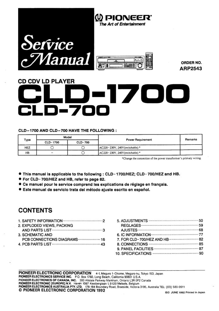 CLD-1700-EN Service Manual Scan (Instant Download)