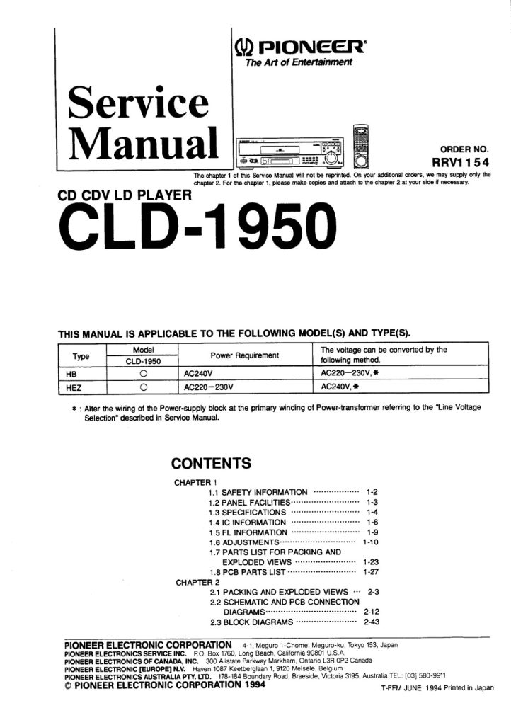 CLD-1950-EN Service Manual Scan (Instant Download)