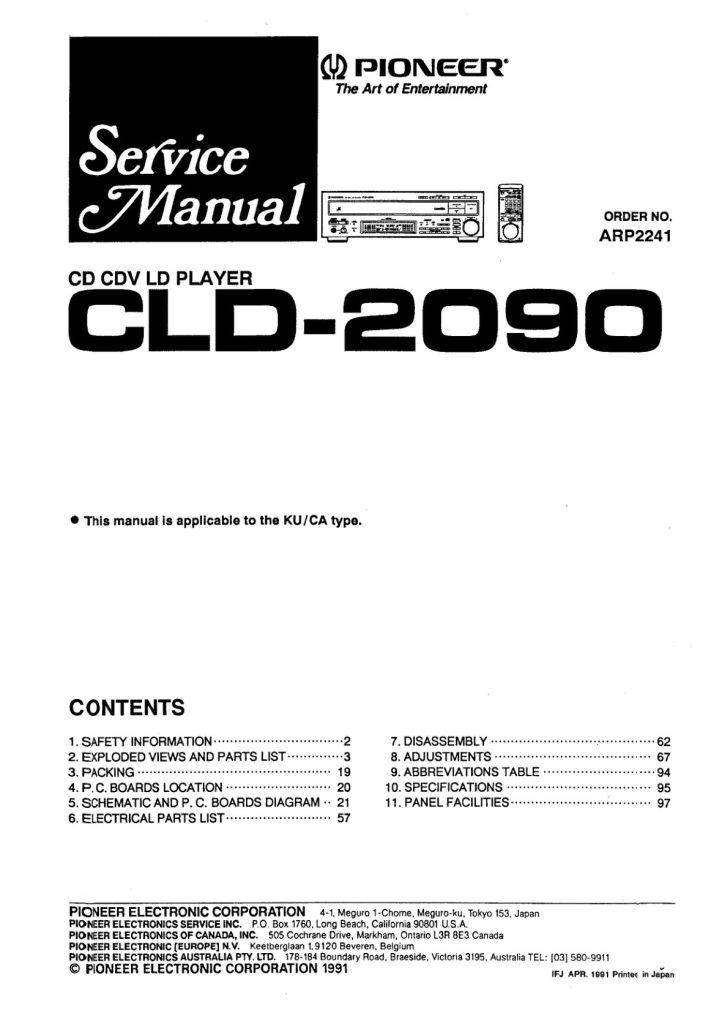CLD-2090-EN Service Manual Scan (Instant Download)