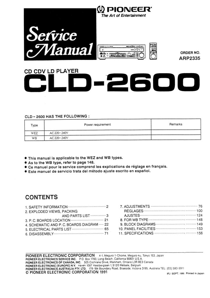 CLD-2600-EN Service Manual Scan (Instant Download)