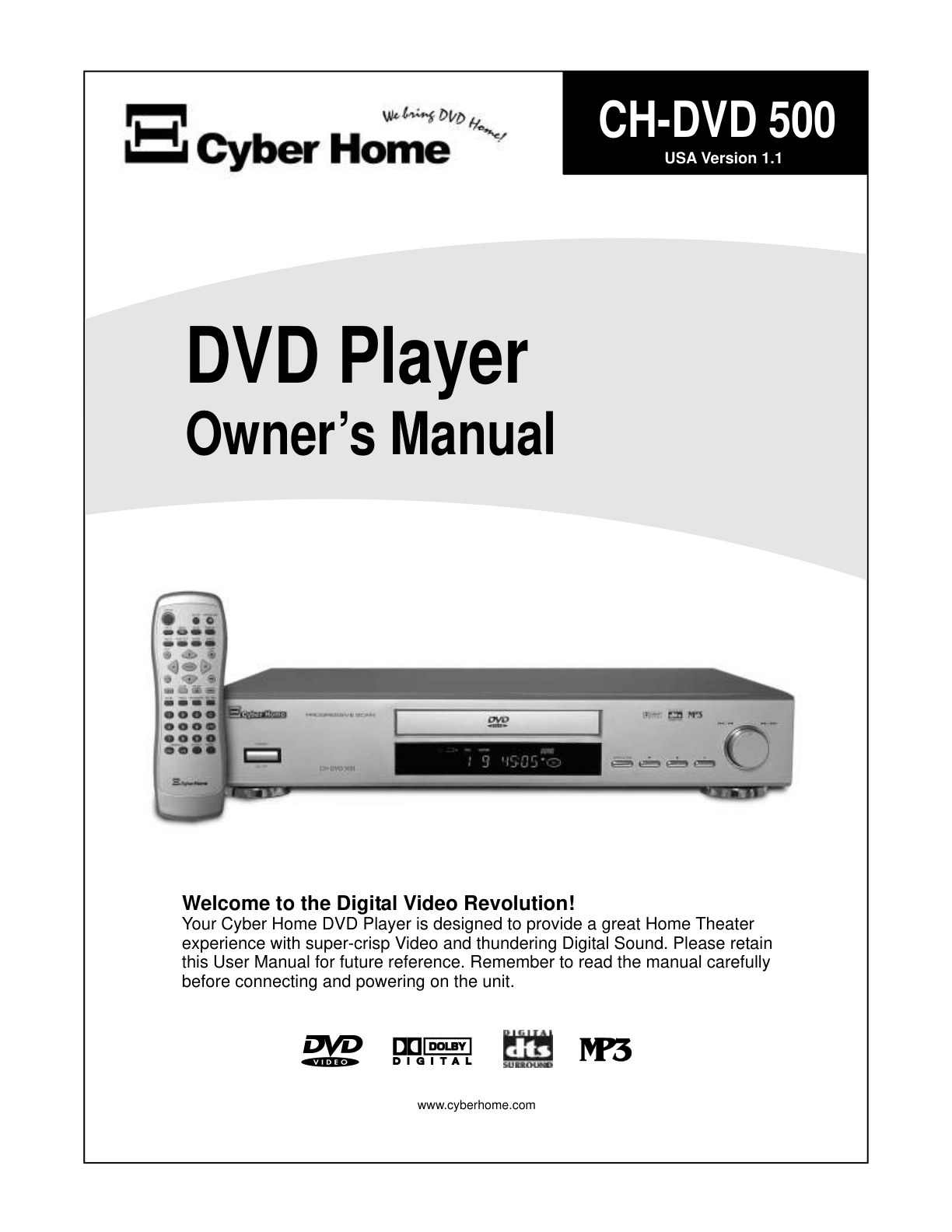CyberHome CH DVD 500 owners manual (Instant Download)