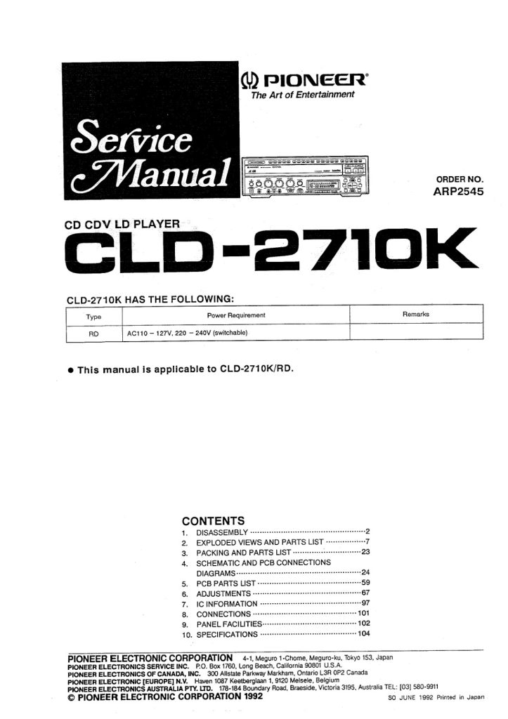 CLD-2710K-EN Service Manual Scan (Instant Download)