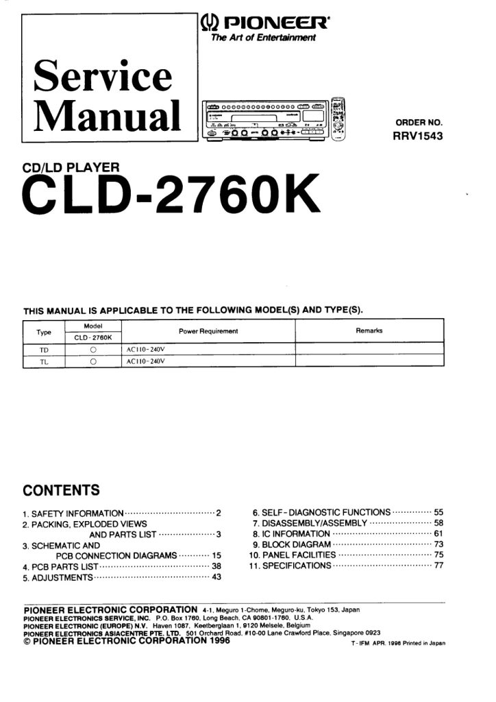 CLD-2760K-EN Service Manual Scan (Instant Download)