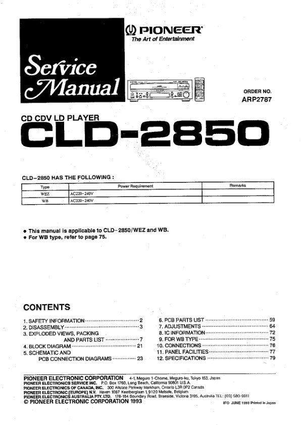 CLD-2850-EN Service-Manual Scan (Instant Download)