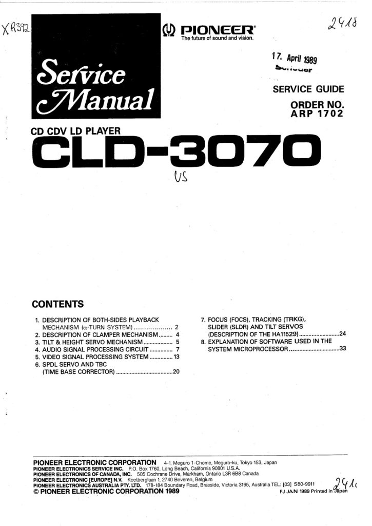 CLD-3070-EN service-manual Scan-ARP1702 (Instant Download)