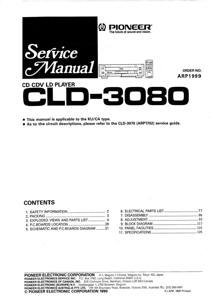CLD-3080-EN service-manual Scan-ARP1999 (Instant Download)