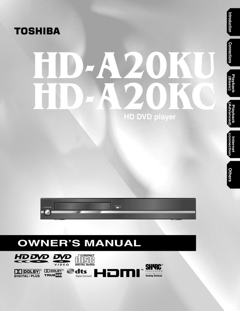 Toshiba HD-DVD HD-A20 User Manual (Instant Download)
