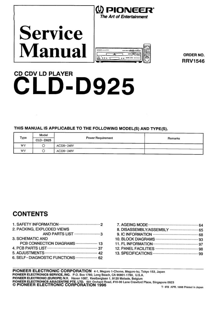 CLD-D925-EN Service Manual Scan (Instant Download)