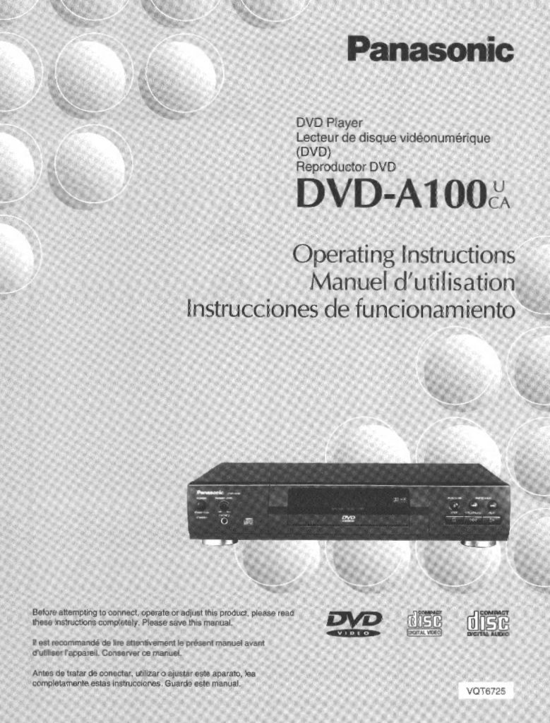 Panasonic DVD A100 manual (Instant Download)