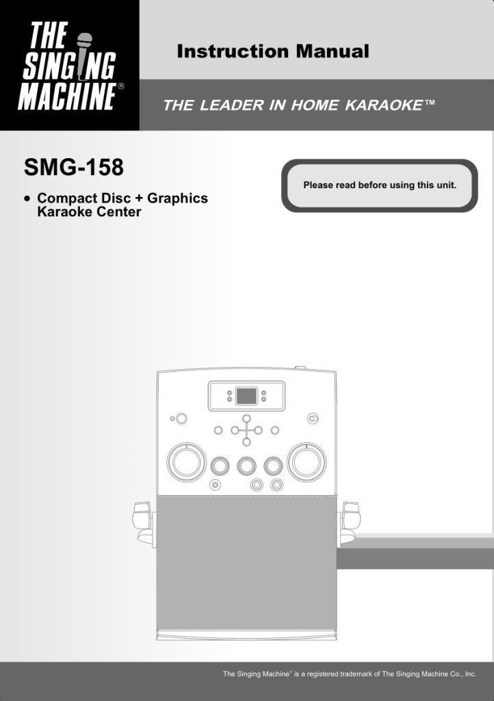 Singing Machine SMG 158 user manual (Instant Download)
