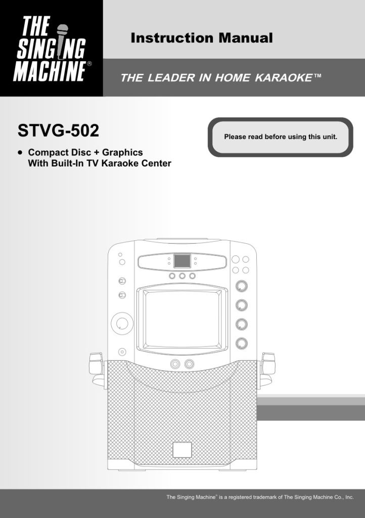 Singing Machine STVG 502 user manual (Instant Download)
