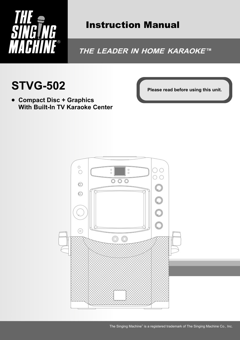 Singing Machine STVG 502 user manual (Instant Download)