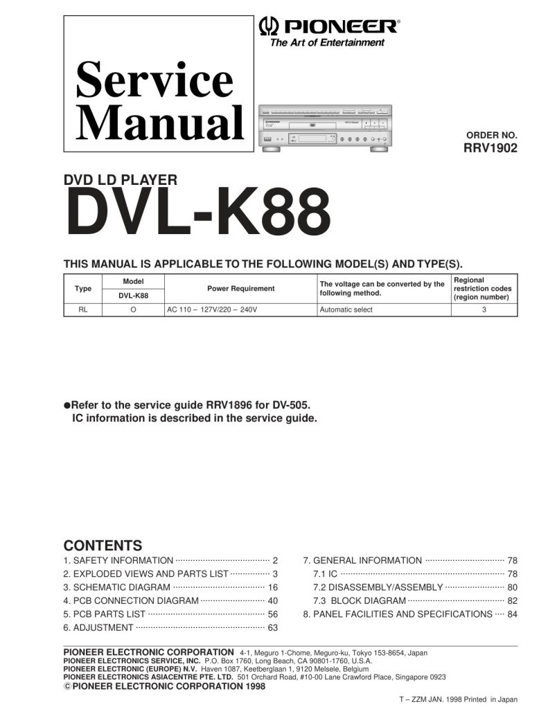 DVL-K88-EN Service Manual (Instant Download)