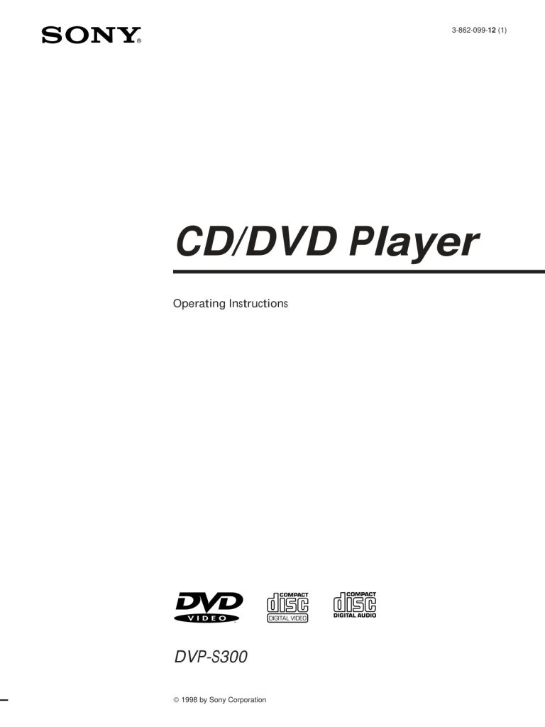Sony DVP S300 manual (Instant Download)